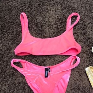 Hot pink velvet triangl bikini